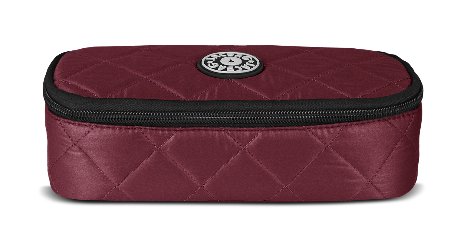 Jacbag Oval XL Soft-Oval Tip Büyük Boy Kapitone Kalem Kutusu Oval XL Soft-Bordo