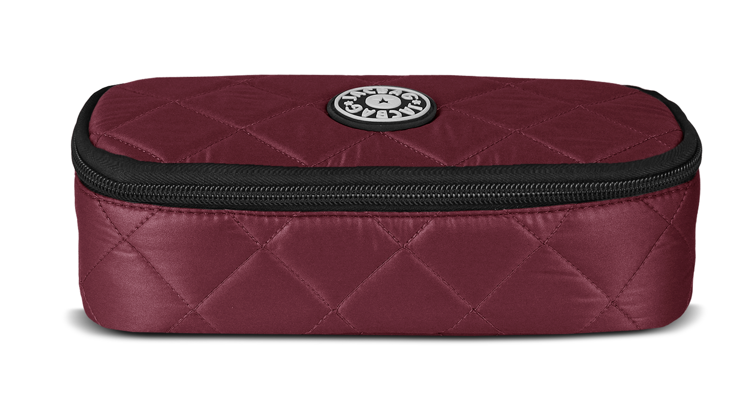 Jacbag Oval XL Soft-Oval Tip Büyük Boy Kapitone Kalem Kutusu Oval XL Soft-Bordo