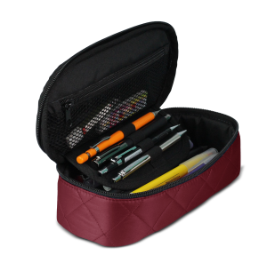 Jacbag Oval XL Soft-Oval Tip Büyük Boy Kapitone Kalem Kutusu Oval XL Soft-Bordo