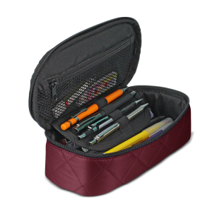 Jacbag Oval XL Soft-Oval Tip Büyük Boy Kapitone Kalem Kutusu Oval XL Soft-Bordo