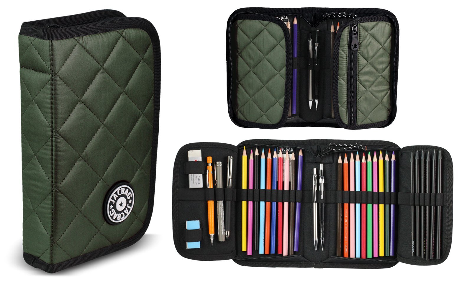 Jacbag cover Soft-Sert Kapaklı Ayraçlı kapitone Kalem Kutusu