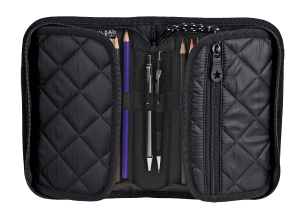 Jacbag cover Soft-Sert Kapaklı Ayraçlı kapitone Kalem Kutusu Cover Soft-Siyah