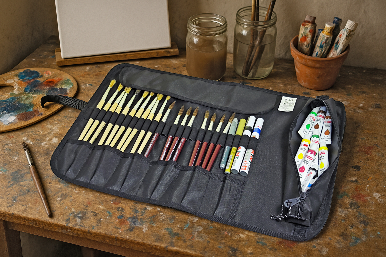 Jacbag Sanatsal Rulo Fırça Kalem Çantası