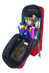 Jacbag Standup Case-Masa Üstü Kalemlik Stand Pen Case-Kırmızı