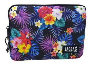 Jacbag Fermuarlı Tablet Çantası Tablet-Mor yapraklar