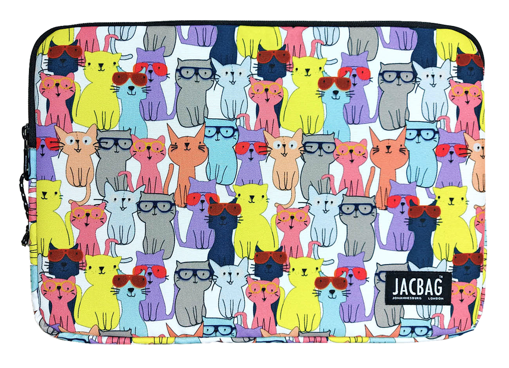 Jacbag Fermuarlı Tablet Çantası Tablet-Sarı kedili