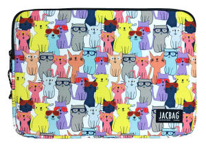 Jacbag Notebag-Evrak ve Notebook Fermuarlı Çanta Notebag-Sarı Kedili