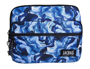 Jacbag İki Bölmeli Fermuarlı  Cepli Tablet Çantası Cepli Tablet-Mavi Dumanlı