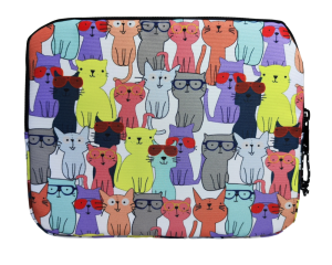 Jacbag İki Bölmeli Fermuarlı  Cepli Tablet Çantası Cepli Tablet-Sarı Kedi