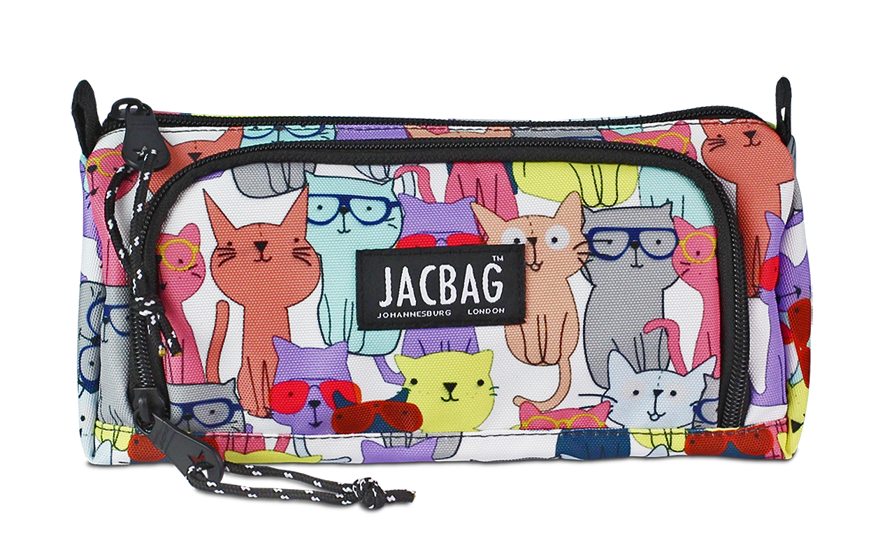 Jacbag Prime XL-Lastik Ayraçlı İki Bölmeli Kalem Kutusu Prime XL-Sarı Kedi