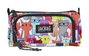 Jacbag Prime XL-Lastik Ayraçlı İki Bölmeli Kalem Kutusu Prime XL-Sarı Kedi