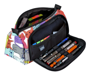 Jacbag Prime XL-Lastik Ayraçlı İki Bölmeli Kalem Kutusu Prime XL-Sarı Kedi