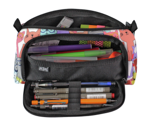 Jacbag Prime XL-Lastik Ayraçlı İki Bölmeli Kalem Kutusu Prime XL-Sarı Kedi