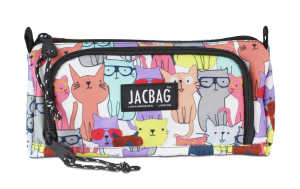 Jacbag Prime XL-Lastik Ayraçlı İki Bölmeli Kalem Kutusu Prime XL-Sarı Kedi