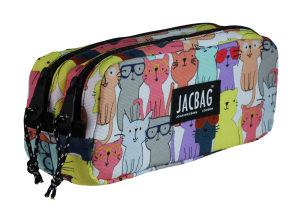Jacbag Dual Pouch-İki Bölmeli Kalem Kutusu Dual Pouch-Sarı Kedili