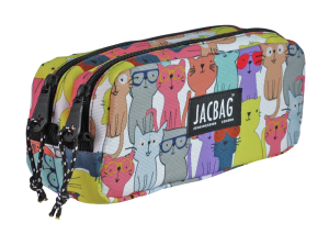 Jacbag Dual Pouch-İki Bölmeli Kalem Kutusu Dual Pouch-Sarı Kedili