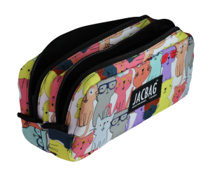 Jacbag Dual Pouch-İki Bölmeli Kalem Kutusu Dual Pouch-Sarı Kedili