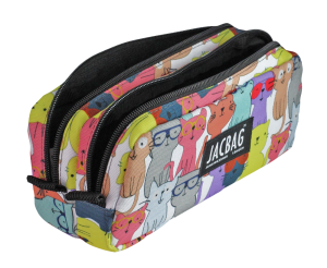 Jacbag Dual Pouch-İki Bölmeli Kalem Kutusu Dual Pouch-Sarı Kedili