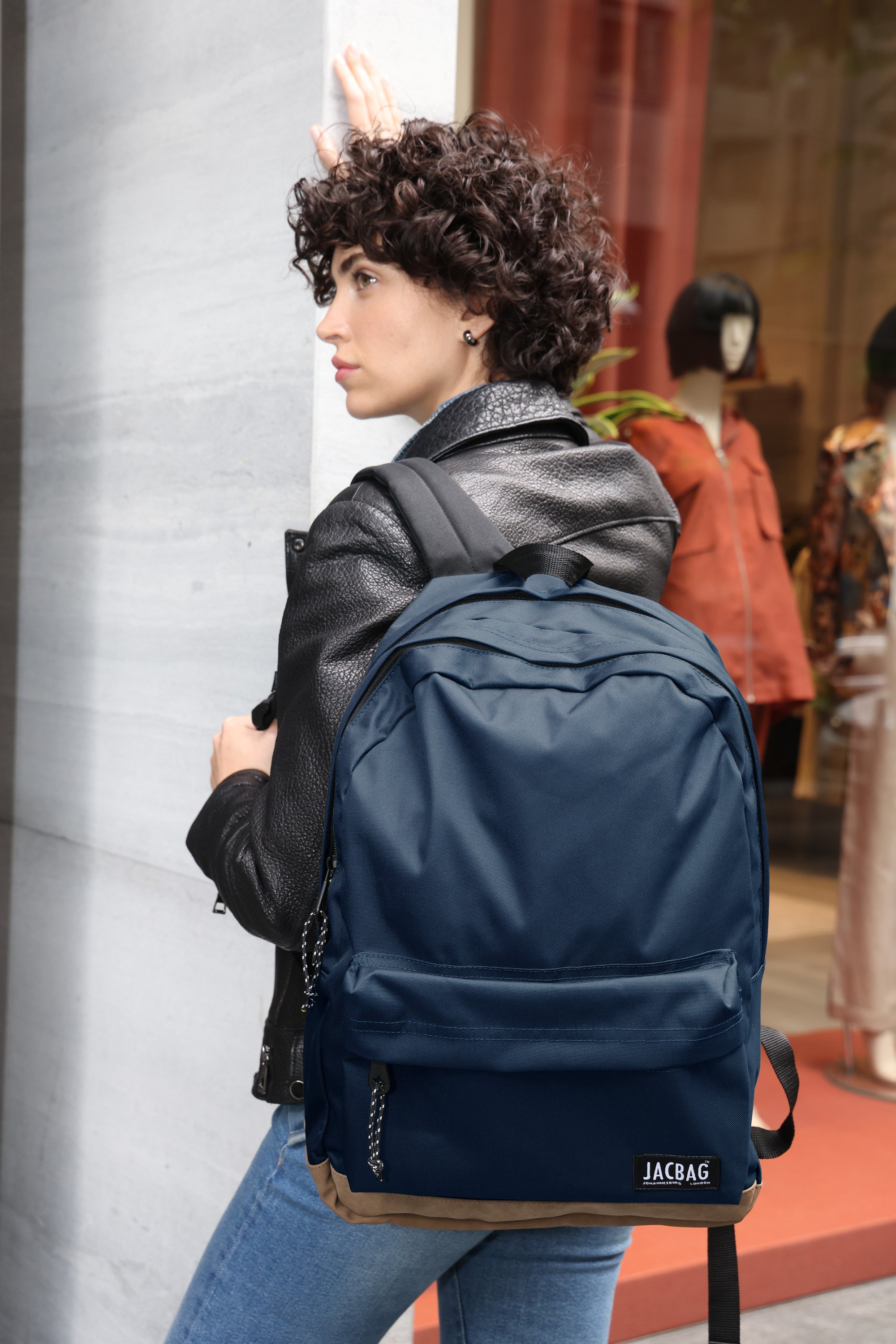 Jacbag Campus-Deri Tabanlı İki Bölmeli Sırt Çantası Campus Jac-Lacivert