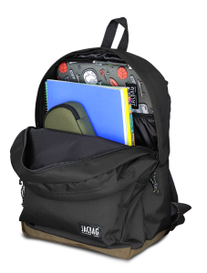 Jacbag Campus-Deri Tabanlı İki Bölmeli Sırt Çantası Campus Jac-Siyah