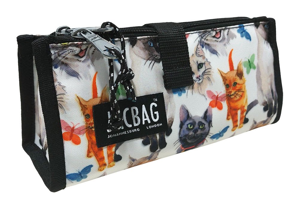 Jacbag Twın Case Pro-İki Bölmeli Masa Üstü Kalem Kutusu Twin-Beyaz Kedili