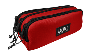 Jacbag Trıple Pouch-Üç Bölmeli Kalem Kutusu Triple Pouch-Kırmızı