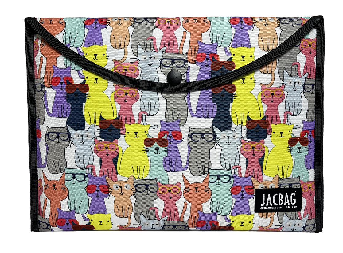 Jacbag Çıtçıtlı Dosya  Çanta  A4 Çıtçıtlı Dosya-Sarı Kedili