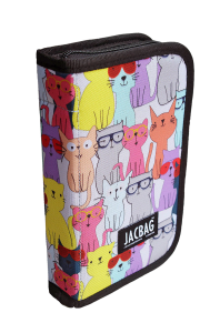 Jacbag Cover -Sert Kapaklı Lastikli Kalem Kutusu Cover-Sarı Kedi