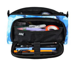 Jacbag Prime XL-Lastik Ayraçlı İki Bölmeli Kalem Kutusu Prime XL-Mavi Bulut