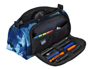 Jacbag Prime XL-Lastik Ayraçlı İki Bölmeli Kalem Kutusu Prime XL-Mavi Bulut