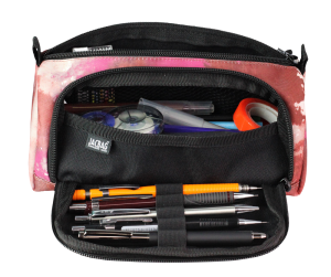 Jacbag Prime XL-Lastik Ayraçlı İki Bölmeli Kalem Kutusu Prime XL-Pembe Bulut
