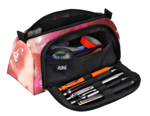 Jacbag Prime XL-Lastik Ayraçlı İki Bölmeli Kalem Kutusu Prime XL-Pembe Bulut