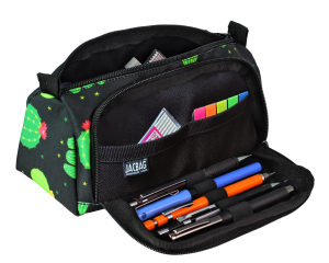 Jacbag Prime XL-Lastik Ayraçlı İki Bölmeli Kalem Kutusu Prime XL-Kaktüs