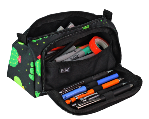 Jacbag Prime XL-Lastik Ayraçlı İki Bölmeli Kalem Kutusu Prime XL-Kaktüs