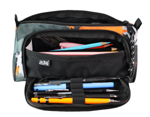 Jacbag Prime XL-Lastik Ayraçlı İki Bölmeli Kalem Kutusu Prime XL-Turuncu Camoflora