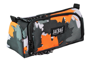 Jacbag Prime XL-Lastik Ayraçlı İki Bölmeli Kalem Kutusu Prime XL-Turuncu Camoflora