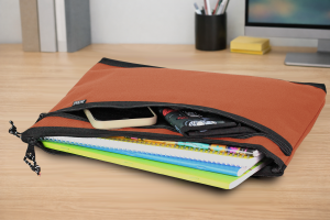 Jacbag Dual Zip Folder -İki Bölmeli Dosya Çanta  A4 Dual Zip Folder-Kiremit