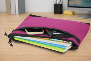 Jacbag Dual Zip Folder -İki Bölmeli Dosya Çanta  A4 Dual Zip Folder-Pembe